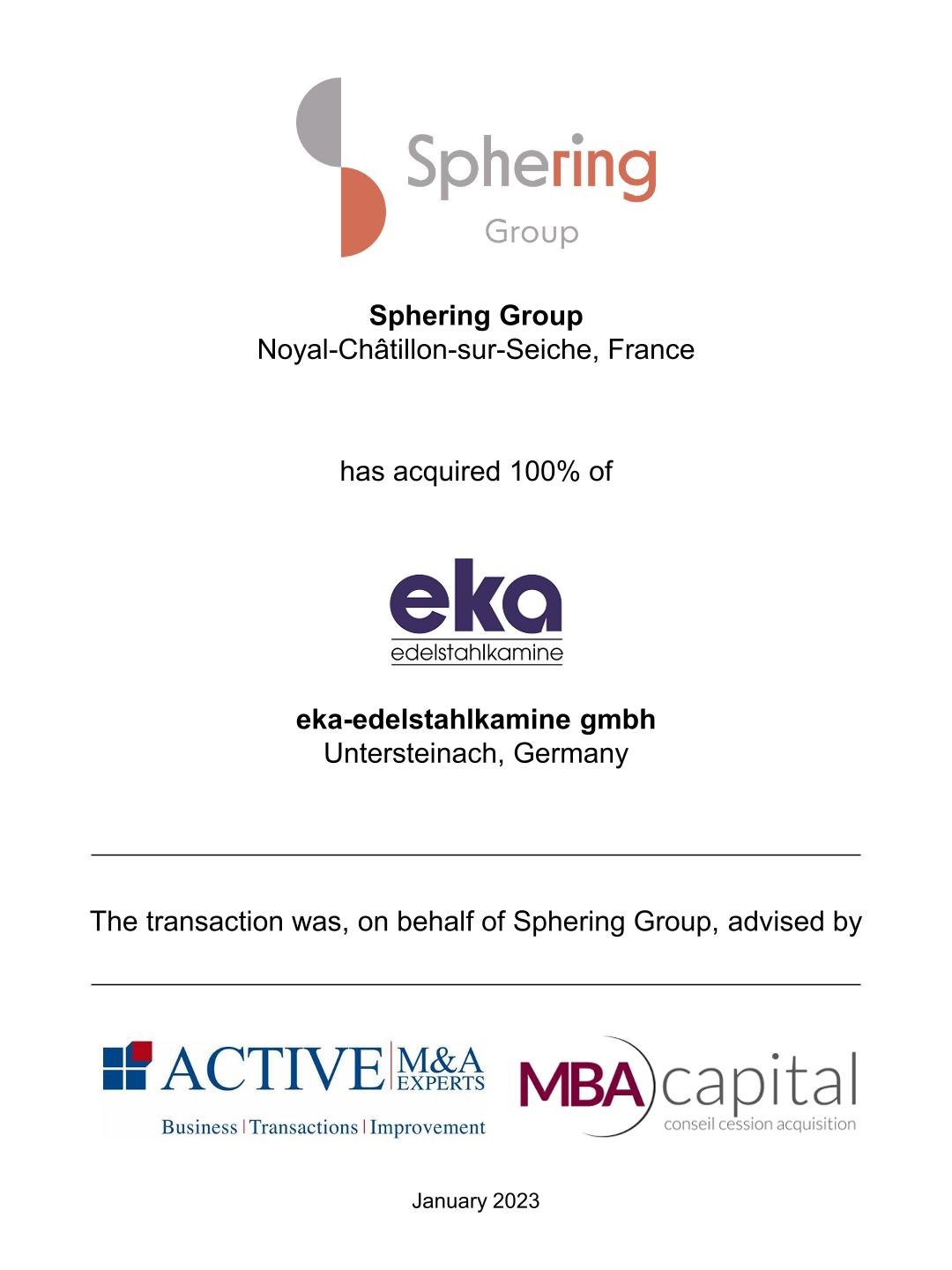 ACTIVE M&A Experts and MBA Capital advised SPHERING Group on its ...
